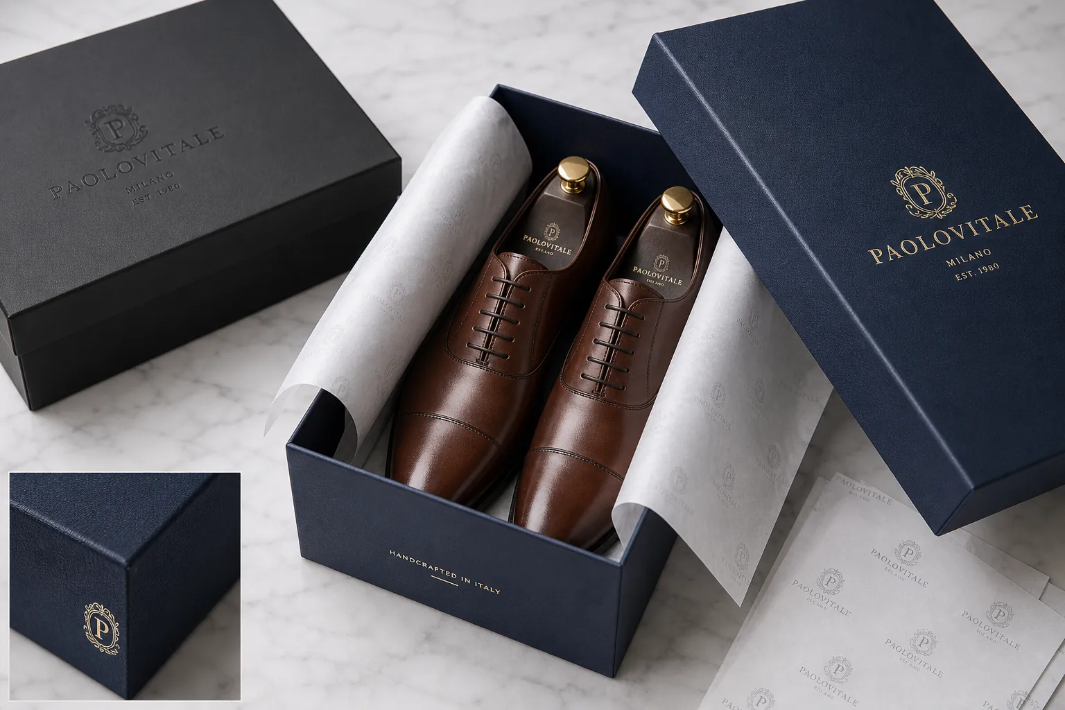 leather shoes packaging custom branding