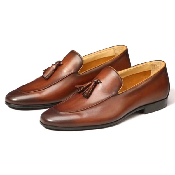 Men's brown leather loafers - wholesale loafers for men, model MF038-2