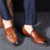 Men's brown leather loafers - wholesale loafers for men, model MF181133