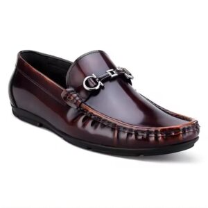Men's burgundy leather loafers - wholesale loafers for men, model MF181252