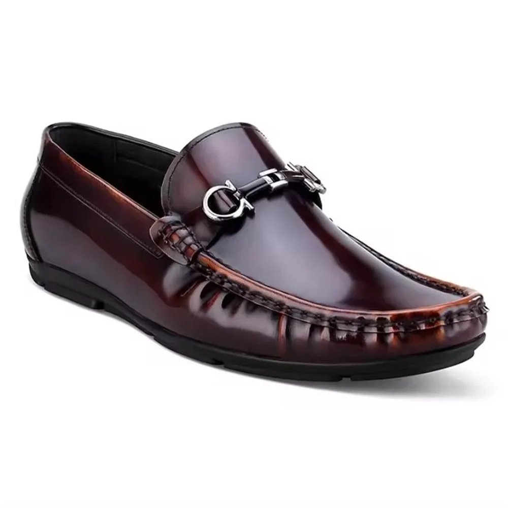 Men's burgundy leather loafers - wholesale loafers for men, model MF181252