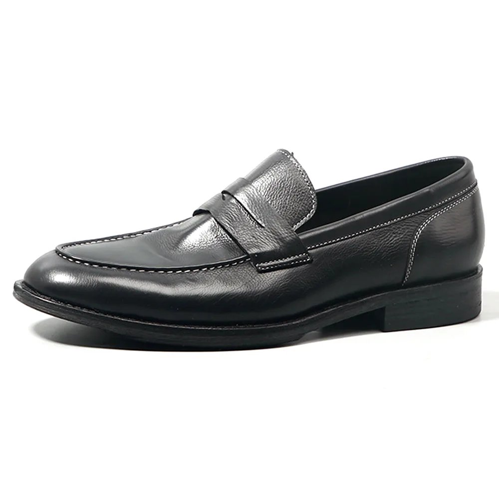 Men's black leather loafers - wholesale loafers for men, model MF182063