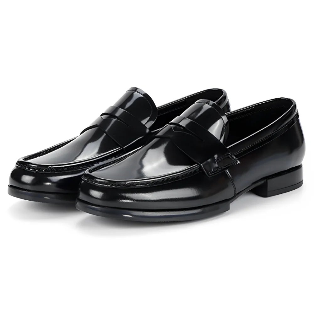 Men's black leather loafers - wholesale loafers for men, model MF182074