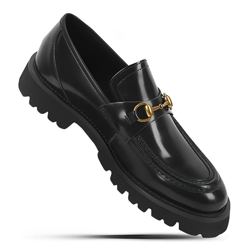 Men's black leather loafers - wholesale loafers for men, model MF182082