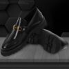 Men's black leather loafers - wholesale loafers for men, model MF182082